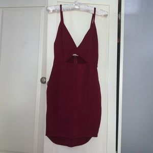 Maroon bodycon cutout dress